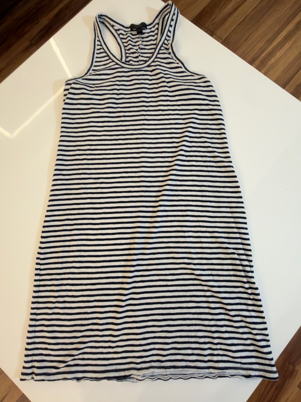J. Crew Striped Racerback Tank Dress in Navy and White